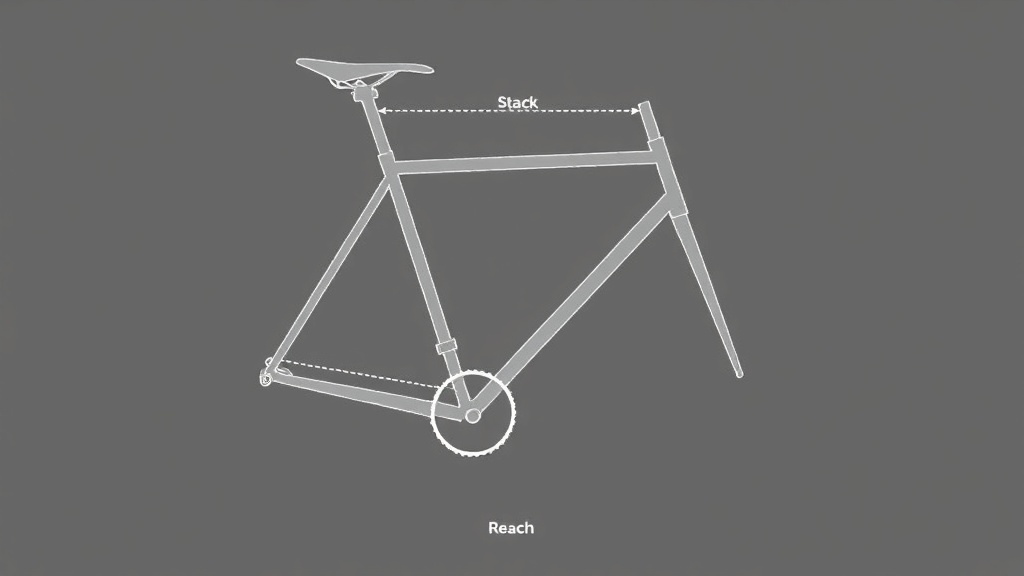 자전거 프레임의 비비 중심에서 헤드튜브 상단까지 수직 수평 거리를 나타내는 스택과 리치 도표